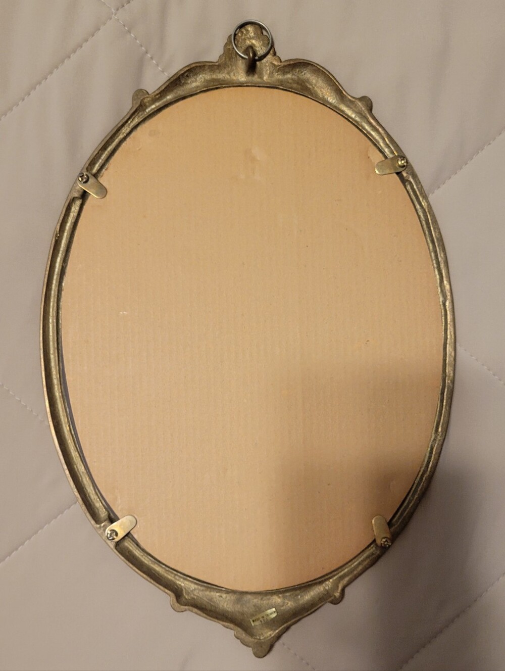 Vintage 1970s Solid Brass. Ornate Unicorn Oval Wall Mirror Hollywood Regency - Picture 2 of 4